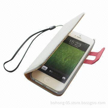 Case for iPhone 5, Made of PU/PC, Flip Type Holster